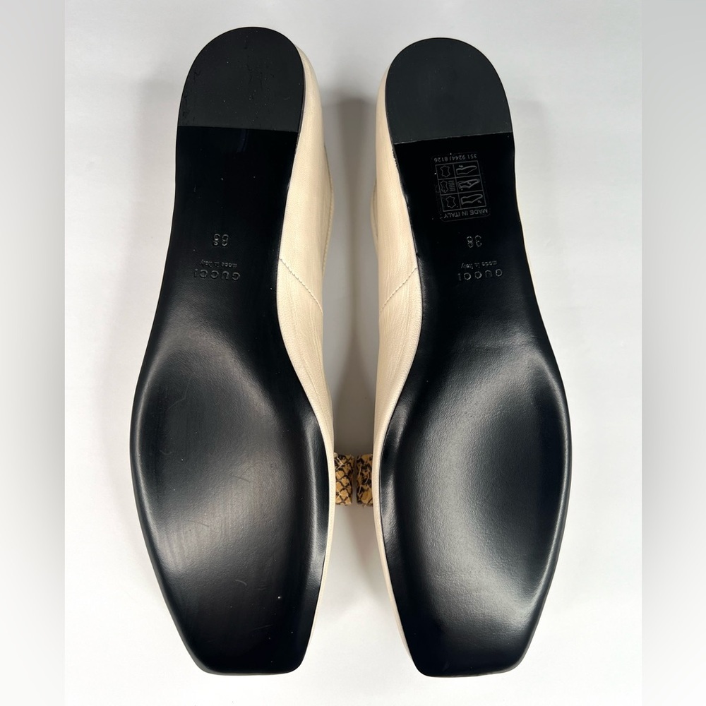 Gucci Double G Interlocking Python Snakeskin Ballet Ballerina Flats Size EU 38 - Picture 8 of 11